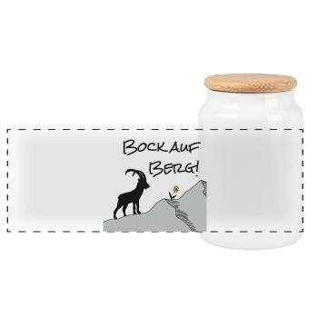 Fancy the mountain! For hikers and nature lovers... - Panoramic Cookie Jar with Wooden Lid - white - Front