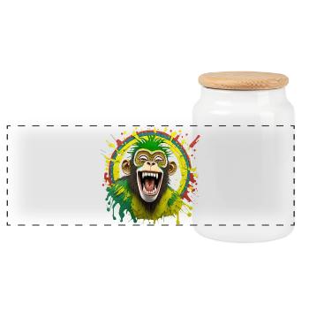Portrait/Tête de Singe Rasta Éclaté de Rire - Boîte à biscuits avec couvercle en bois - blanc - Devant