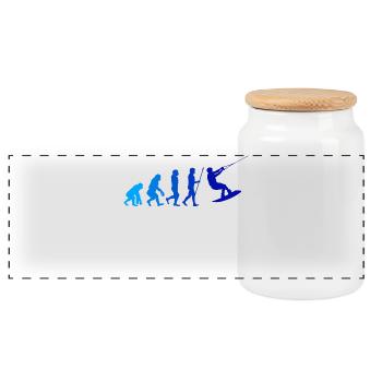 Wakeboard Evolution Wasserski Wassersport Surfing - Panorama Keksdose mit Holzdeckel - Weiß - Vorne
