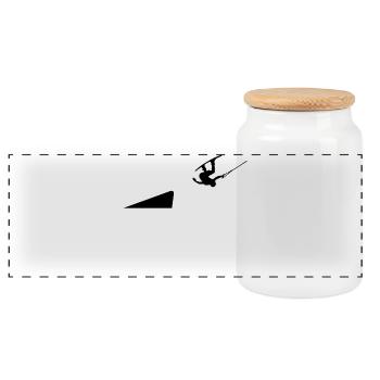 Stunt Surfing Wave Surf Bed Wakeboard Surfing - Panoramic Cookie Jar with Wooden Lid - white - Front
