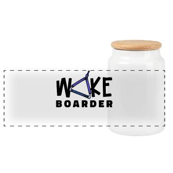 Wakeboard Statement Wasserski Welle Kitesurfer - Panorama Keksdose mit Holzdeckel - Weiß - Vorne