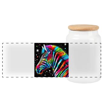 Zebra - Panoramic Cookie Jar with Wooden Lid - white - Front