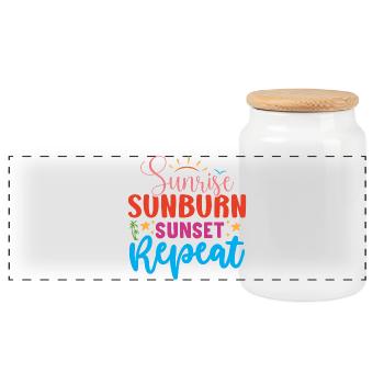 Sunrise, Sunburn, Sunset Repeat - Panoramic Cookie Jar with Wooden Lid - white - Front