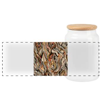 Similar to wood - Panoramic Cookie Jar with Wooden Lid - white - Front