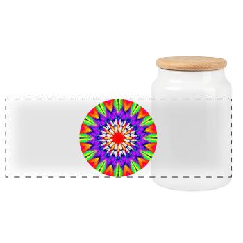 Kaleidoscope Mandala Color Rush - Panoramic Cookie Jar with Wooden Lid - white - Front