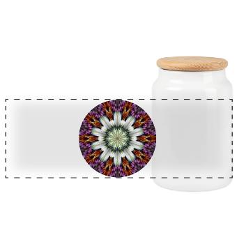 Kaleidoscopic flower star - Panoramic Cookie Jar with Wooden Lid - white - Front