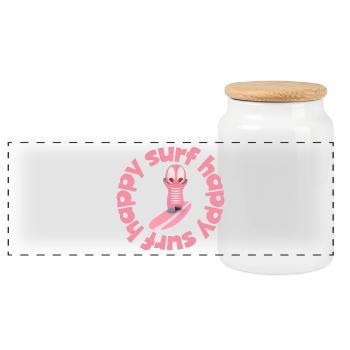 Figurine Kawaii de surf mignonne - Boîte à biscuits avec couvercle en bois - blanc - Devant