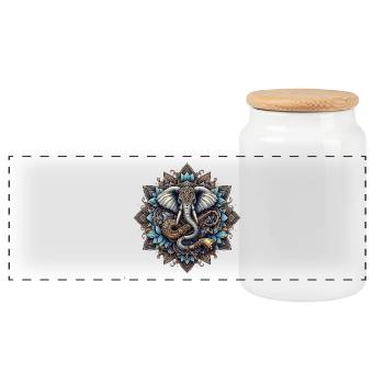 Mandala d’éléphants dans le style steampunk - Boîte à biscuits avec couvercle en bois - blanc - Devant