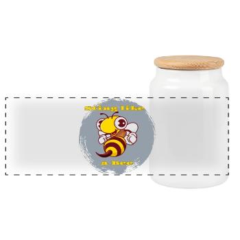 Sting like a bee - Panoramic Cookie Jar with Wooden Lid - white - Front