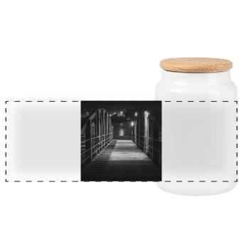 Ferry Pier Neuhof Elbe Hamburg Poster - Panoramic Cookie Jar with Wooden Lid - white - Front