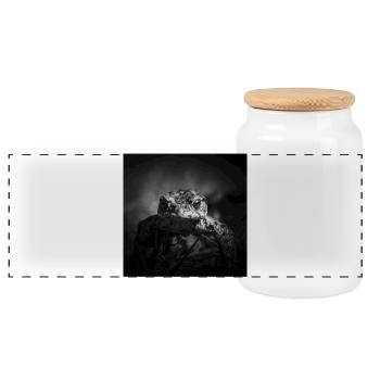 Frog Amphibian Vertebrates Closeup Poster - Panoramic Cookie Jar with Wooden Lid - white - Front