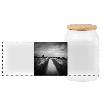 Path Path St. Peter Ording Dunes North Sea Poster - Panoramic Cookie Jar with Wooden Lid - white - Front