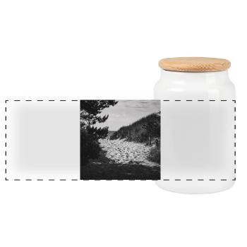 Beach Access West Beach Prerow Baltic Sea Darß Poster - Panoramic Cookie Jar with Wooden Lid - white - Front