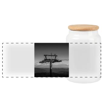 Cable car pillar Feldberg Black Forest Poster Berg - Panoramic Cookie Jar with Wooden Lid - white - Front