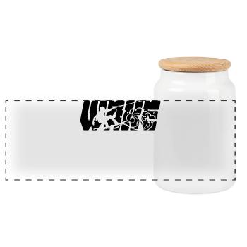 Water Sports, Stunt, Surfing, Wakeboarding, Water Skiing - Panoramic Cookie Jar with Wooden Lid - white - Front