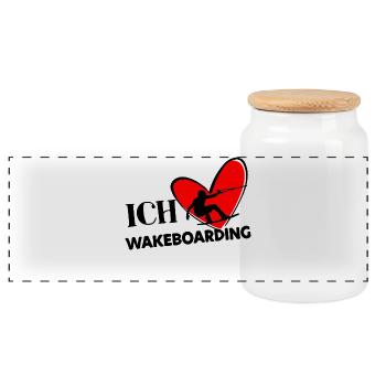 Wakeboard Surf Kitesurfer Déclaration Coeur Stunt - Boîte à biscuits avec couvercle en bois - blanc - Devant