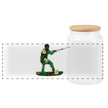 Wakesurfen Wakeboard Surfing Kitesurfer Surfboard - Panorama Keksdose mit Holzdeckel - Weiß - Vorne