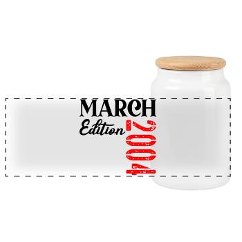 Birthday March 2004 - 23rd birthday - Panoramic Cookie Jar with Wooden Lid - white - Front