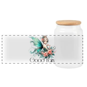 Fairy Godmother Gift - Panoramic Cookie Jar with Wooden Lid - white - Front