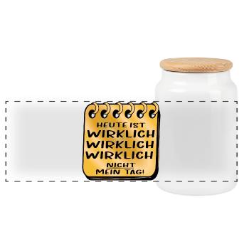 NICHT MEIN TAG SPRÜCHE - Panorama Keksdose mit Holzdeckel - Weiß - Vorne