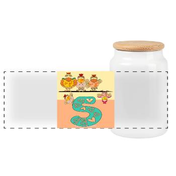 5. Children's Birthday Party - Chicken Coop Chickens - Panoramic Cookie Jar with Wooden Lid - white - Front