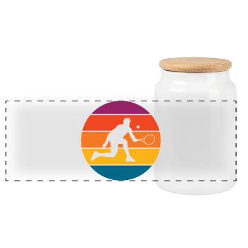 Tennis - Panoramic Cookie Jar with Wooden Lid - white - Front