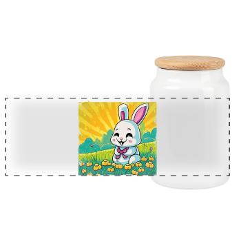 Hase comic style lustig - Panorama Keksdose mit Holzdeckel - Weiß - Vorne
