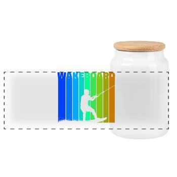 Wakeboard Spruch Kitesurfer Surfen Wassersport - Panorama Keksdose mit Holzdeckel - Weiß - Vorne
