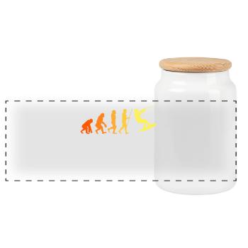 Wakeboard Evolution Water Sports Kitesurfer Surfing - Panoramic Cookie Jar with Wooden Lid - white - Front