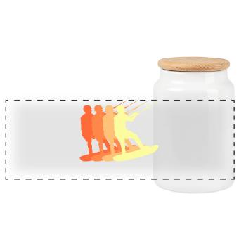 Stunt Wave Water Ski Wakeboard Surfing - Panoramic Cookie Jar with Wooden Lid - white - Front