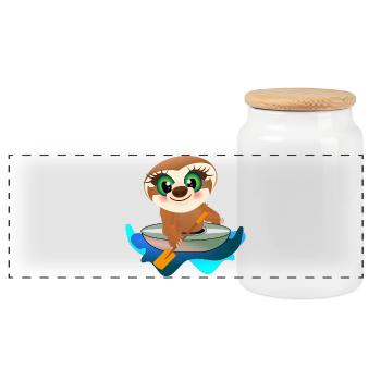 KIDS KAYAK CANOE SLOTH - Panoramic Cookie Jar with Wooden Lid - white - Front