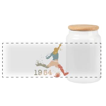 retro footballer 1954 vintage team birthday - Panoramic Cookie Jar with Wooden Lid - white - Front