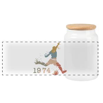 retro footballer 1974 vintage team birthday - Panoramic Cookie Jar with Wooden Lid - white - Front