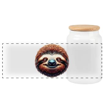 Sloth - Panoramic Cookie Jar with Wooden Lid - white - Front