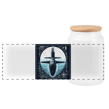 Submarine - Panoramic Cookie Jar with Wooden Lid - white - Front