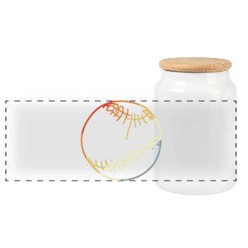 Dessin de balle de baseball - Boîte à biscuits avec couvercle en bois - blanc - Devant