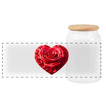 Coeur de rose (01) - Boîte à biscuits avec couvercle en bois - blanc - Devant