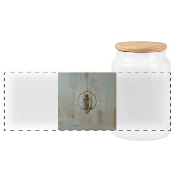 Male Aerialist - Panoramic Cookie Jar with Wooden Lid - white - Front