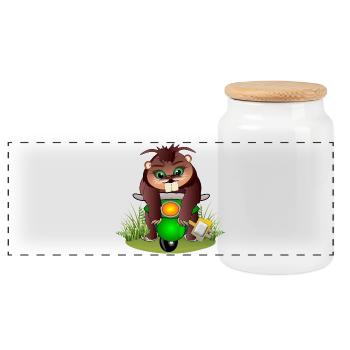 BEAVER CARTOON - DEUX-ROUES ÉLECTRIQUES - Mobilité - Boîte à biscuits avec couvercle en bois - blanc - Devant