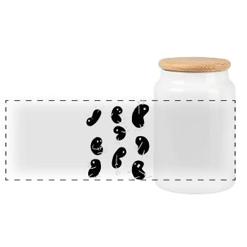 Abstrakter monochromer Figuren bonen - Panorama Keksdose mit Holzdeckel - Weiß - Vorne
