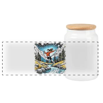 sporty girl | Mountain stream - Panoramic Cookie Jar with Wooden Lid - white - Front