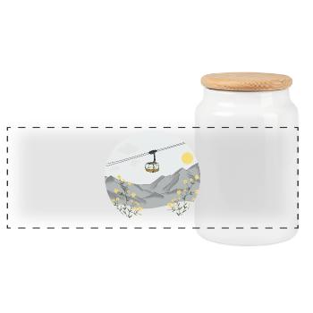 Gondola ride up the mountain - cable car - Panoramic Cookie Jar with Wooden Lid - white - Front