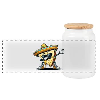 Quesadillas Nourriture Dabbing Mexique - Boîte à biscuits avec couvercle en bois - blanc - Devant