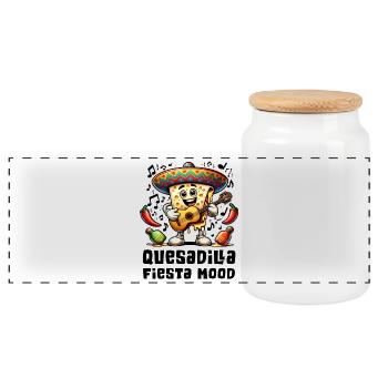 Quesadillas Fiesta Mood Mexico - Panoramic Cookie Jar with Wooden Lid - white - Front