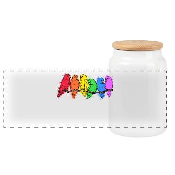 Animaux Oiseaux Zoo Perroquet Zoo Oeufs Amoureux Des Animaux - Boîte à biscuits avec couvercle en bois - blanc - Devant