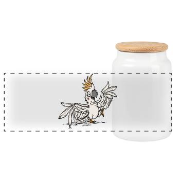 Amoureux Des Animaux, Animal De Compagnie, Tropical, Perroquet, Oiseau, Animal - Boîte à biscuits avec couvercle en bois - blanc - Devant