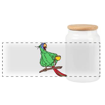 Animal, Parrot, Animal Lover, Pet, Bird - Panoramic Cookie Jar with Wooden Lid - white - Front