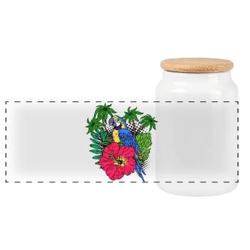 Amoureux Des Oiseaux, Perroquet, Amoureux Des Animaux, Animal De Compagnie, Zoo - Boîte à biscuits avec couvercle en bois - blanc - Devant