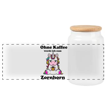 Ohne Kaffee werde ich zum Zornhorn - Panorama Keksdose mit Holzdeckel - Weiß - Vorne
