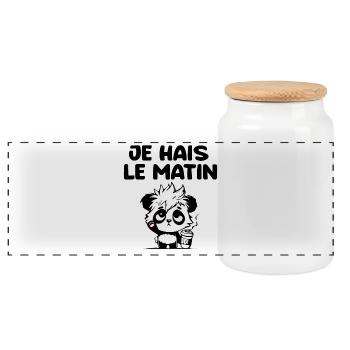 I hate the morning panda - Panoramic Cookie Jar with Wooden Lid - white - Front
